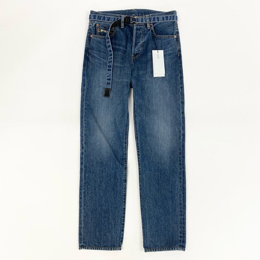 40h24 《新品保管品》sacai サカイ BELTED STRAIGHT DENIM PANTS ベルテッドデニムパンツ ストレートデニムパンツ 23SS 23-3020M 1サイズ インディゴ メンズ 男性用k02i