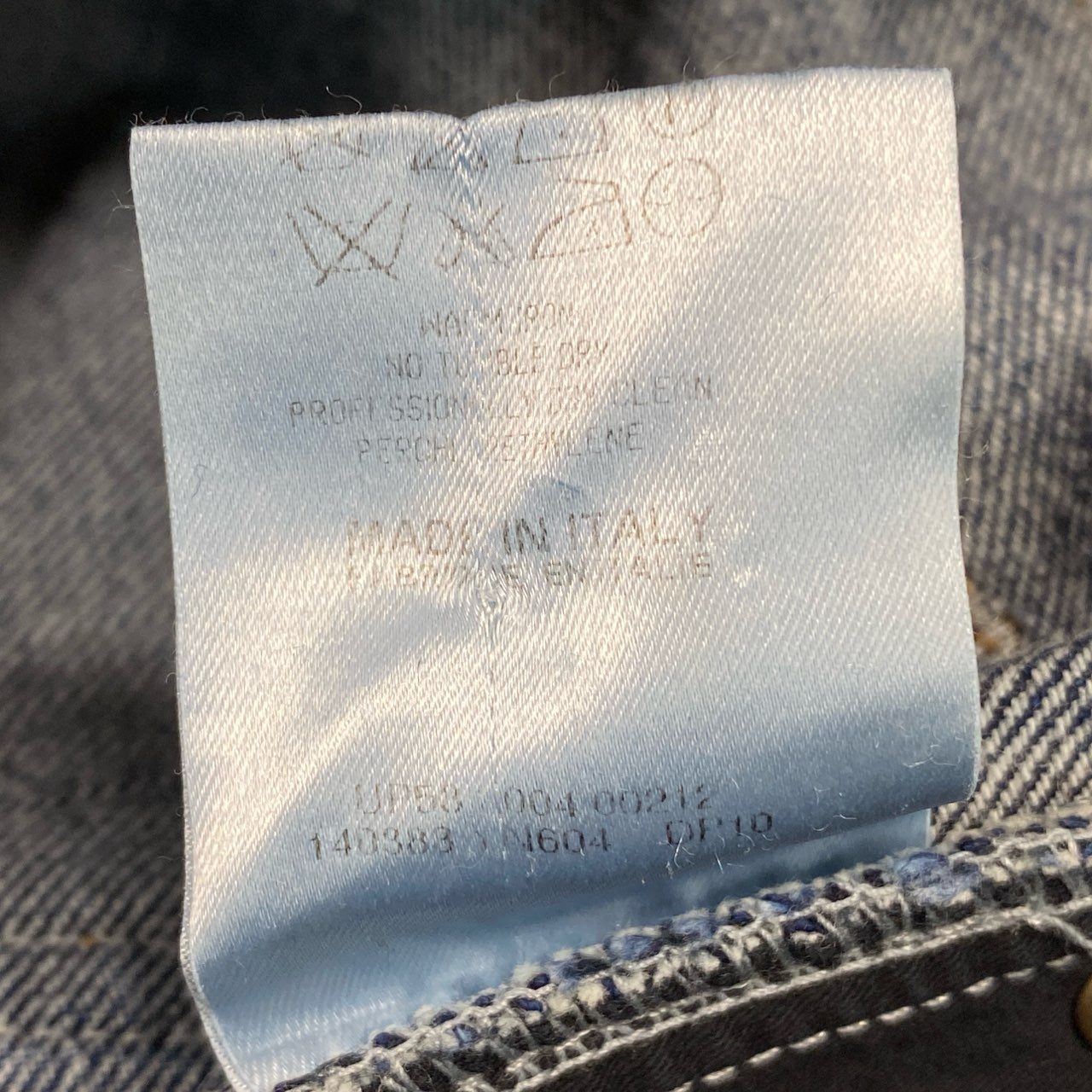 54b10 YVESSAINTLAURENT イヴサンローラン センターシーム ストレートデニムパンツ YSLエンボスロゴ 46サイズ インディゴ コットン100％ レディース 女性用k02i