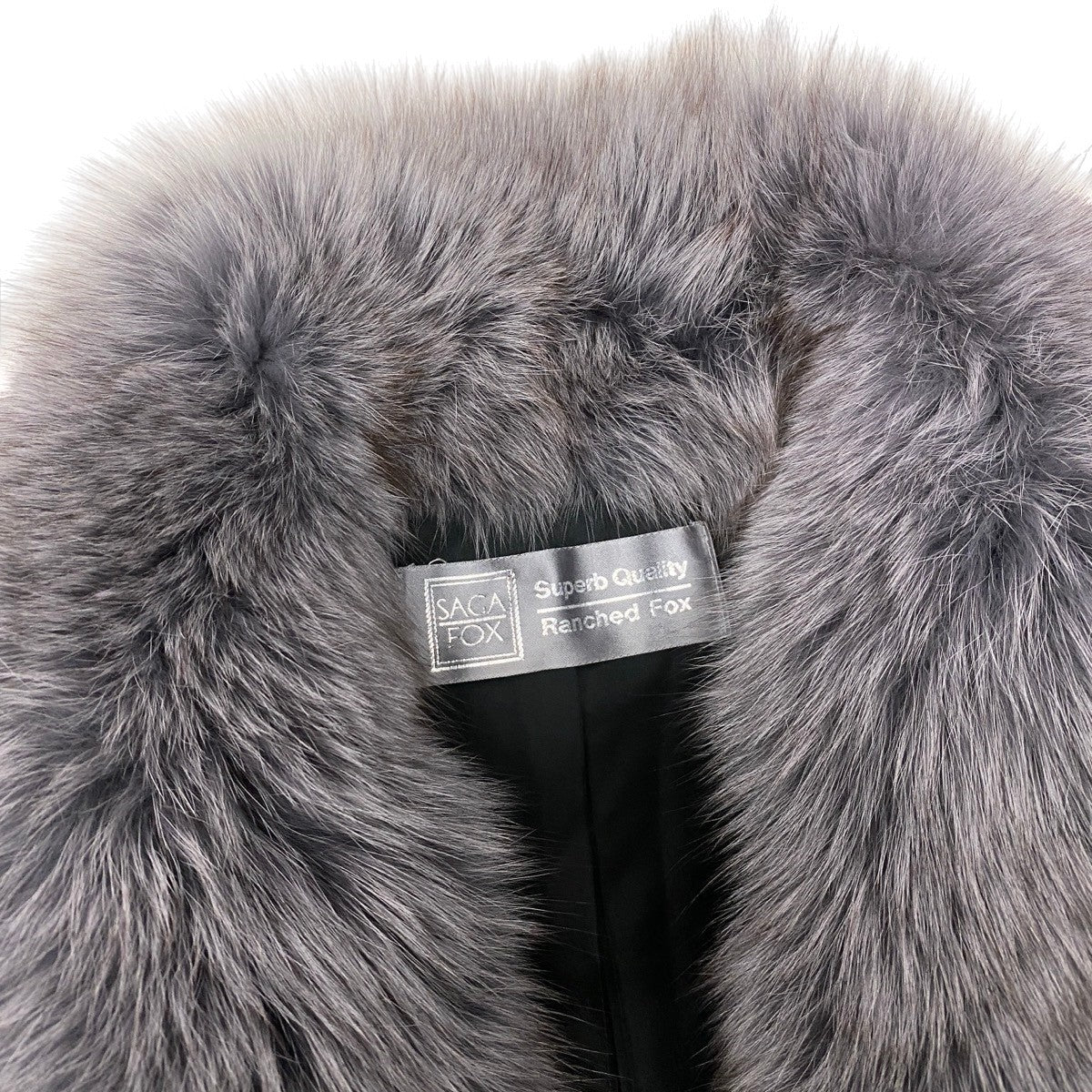 90h8 SAGA FOX サガフォックス 銀サガ 袖段 染め ブルーフォックス ファーコート F グレー 最高級本毛皮 Dyed Fox Fur Coatt18r
