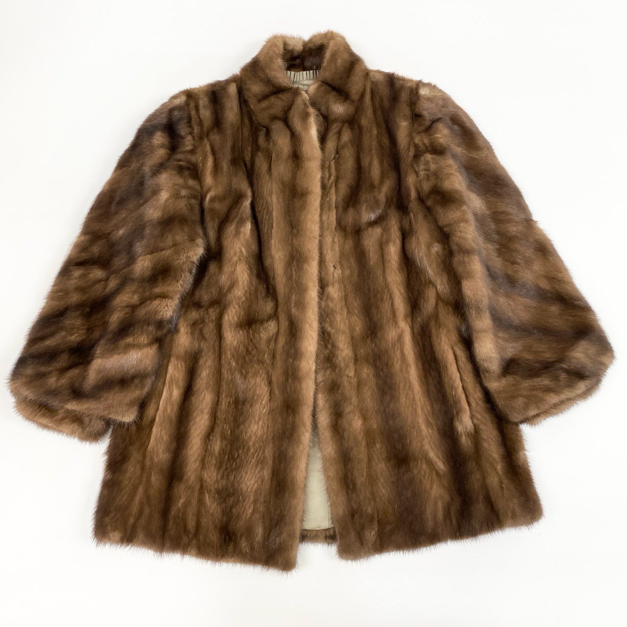 50j23 Silver Blu IEMURA パステルミンク ミンクコート 毛皮コート セミロングコート 袖斜め段 13 ライトブラウン ミンクファー レディースu02t