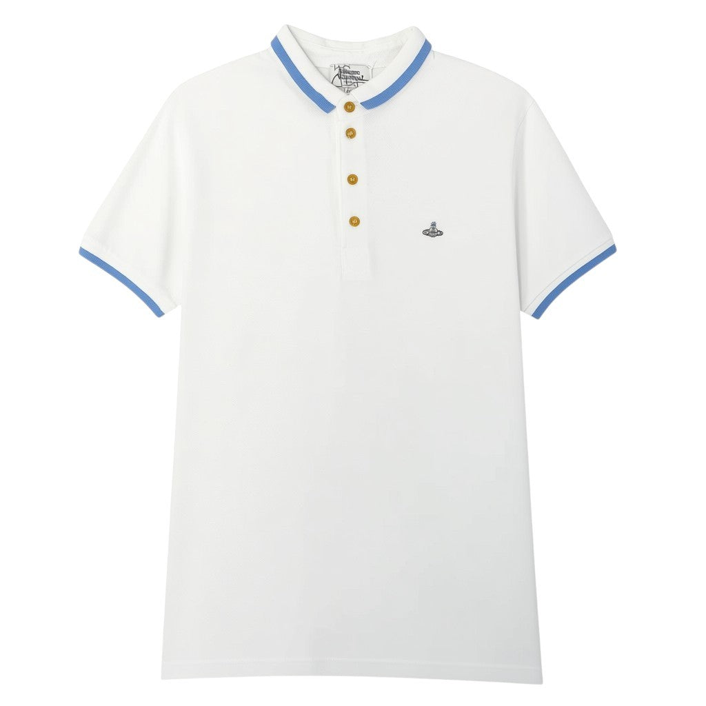 20d30 VivienneWestWood MAN ヴィヴィアンウエストウッドマン ロゴ刺繡 半袖ポロシャツ コットンシャツ サイズ46 ホワイト コットン100％ メンズ 紳士服u02t
