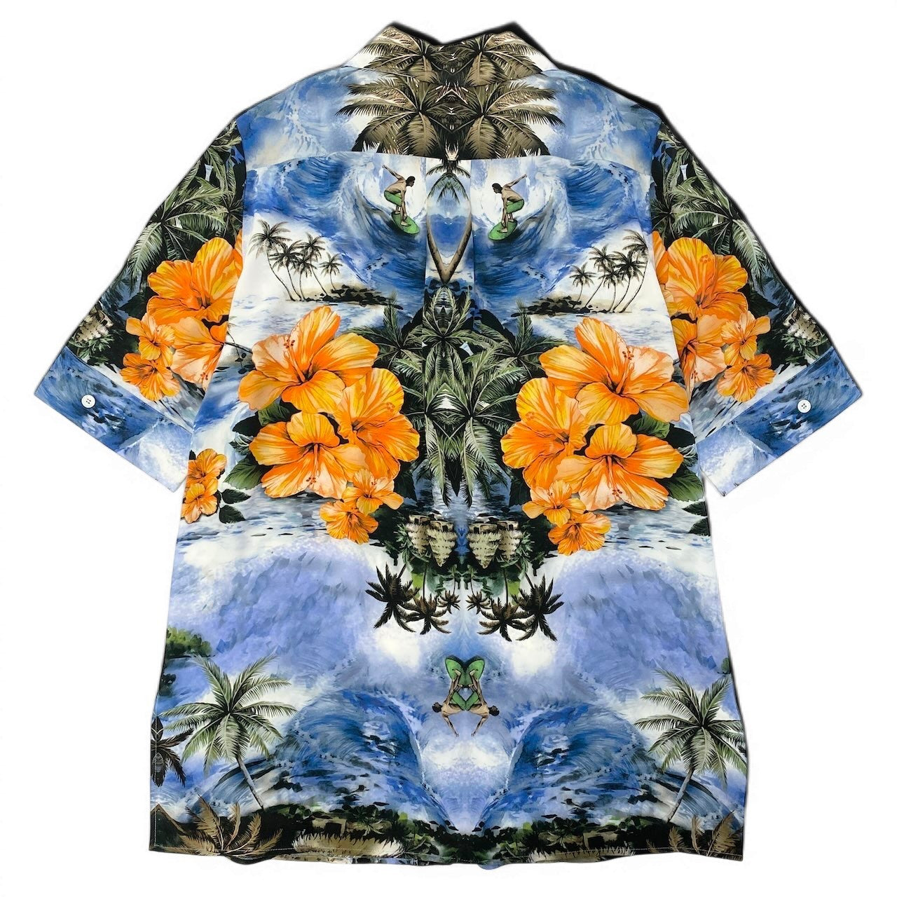 Ad15 STELLA McCARTNEY ステラマッカートニー シルクアロハシャツ Silk Aloha Shirt サイズ38 ブルー 画像参照 イタリア製t18r