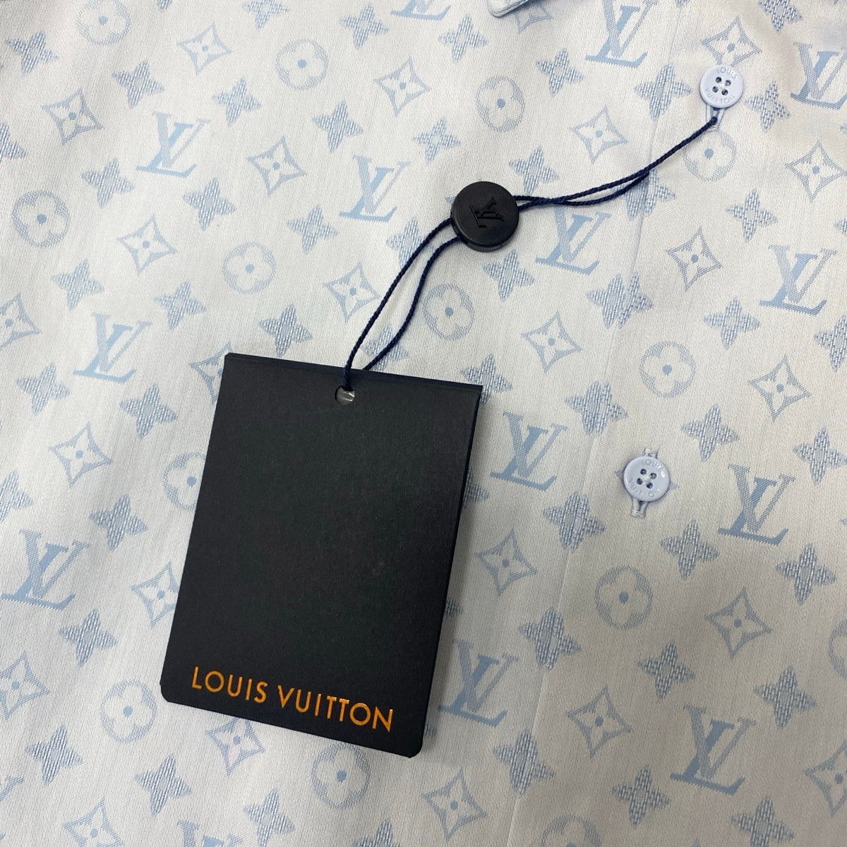 Mf18《未使用品》 LOUIS VUITTON ルイヴィトン 25SS モノグラム 半袖シャツ Monogram Short Sleeved Shirt サイズ42 ブルー タグ付t18r