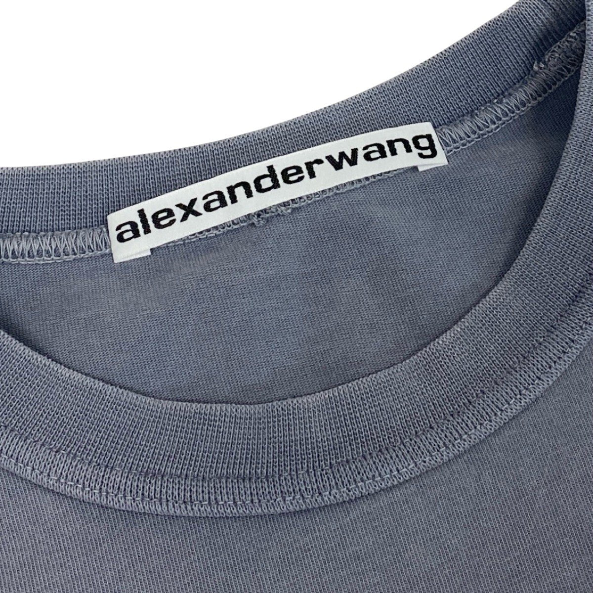 h17 【美品】alexanderwang  グリッターロゴ ロングTシャツ XSサイズ グレー コットン100％ レディース 女性用k02i