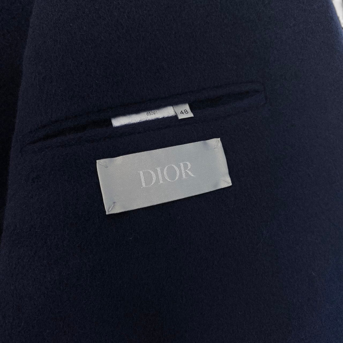 43j16 【極美品】 DIOR HOMME ディオールオム カシミヤジャケット テーラードジャケット シングル 2B サイズ48 ネイビー カシミヤ100％ メンズu02t