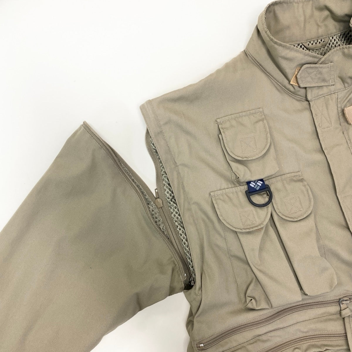 54g11 Columbia コロンビア PFG フィッシングジャケット ベスト 2way S4FM134HW サイズS カーキ メンズu02t