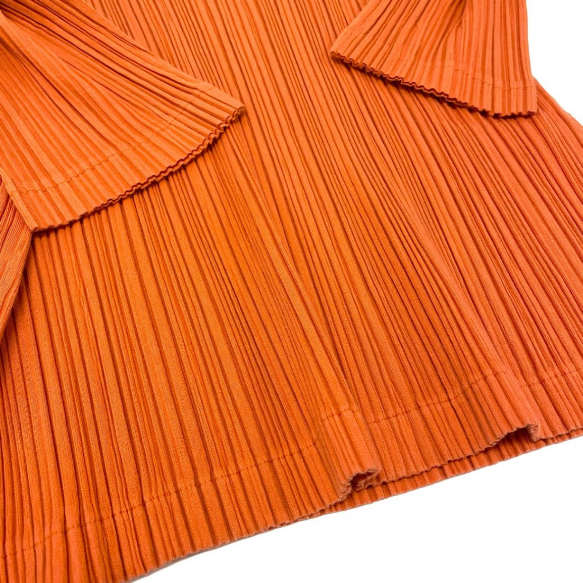 44k28 PLEATS PLEASE プリーツプリーズ 半袖カットソー Vネック 五分袖 スリット トップス PP43-JK452 3サイズ オレンジ レディースo07t