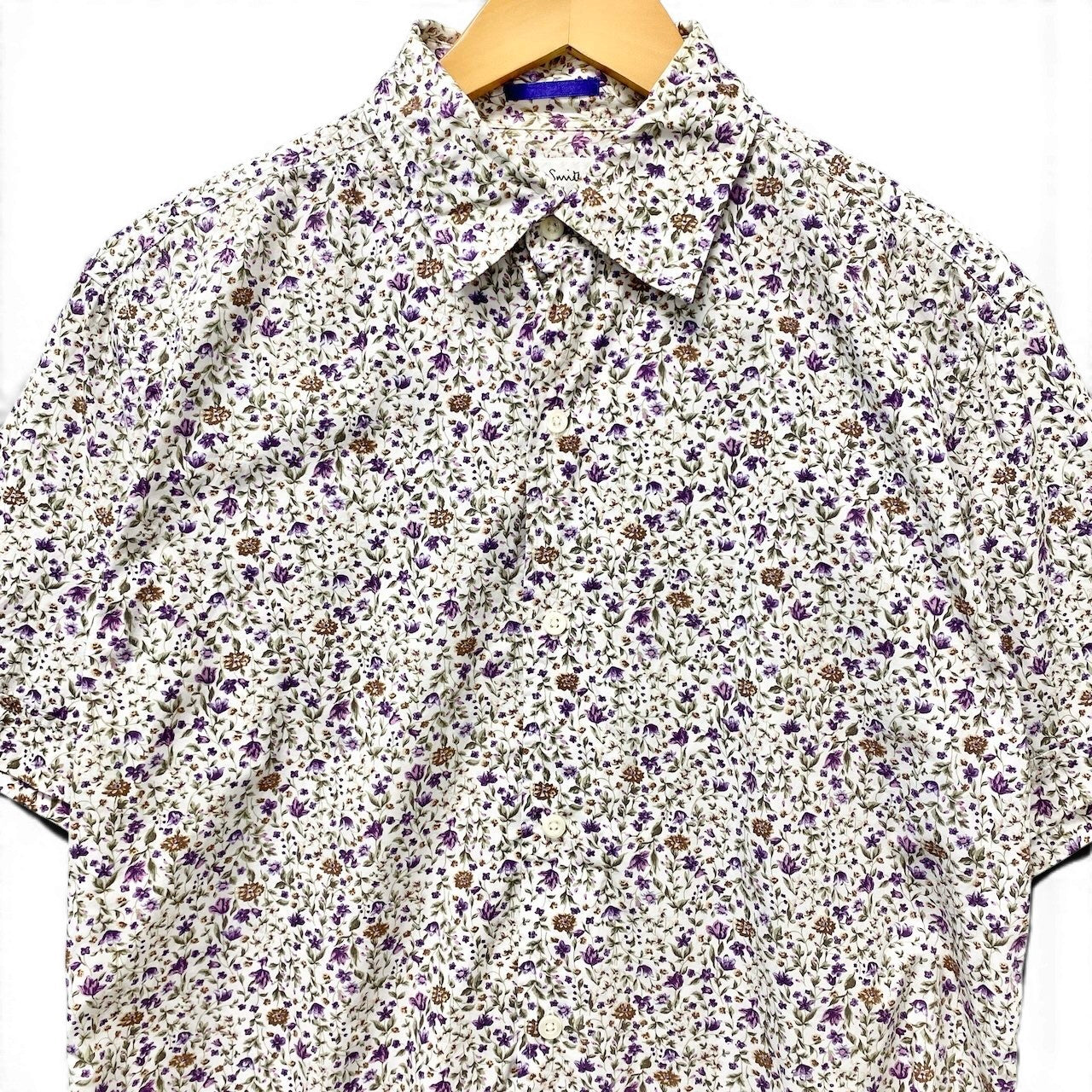 22f17 Paul Smith ポールスミス フラワープリントシャツ ショートスリーブシャツ 総柄 小花柄 サイズL マルチカラー コットン100％ メンズ 紳士服o07t