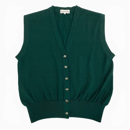 4a4 Vintage Christian Dior ヴィンテージ クリスチャンディオール CD Logo Button Wool Knit Vest ウール ニットベスト Size M レディース 女性用k02i
