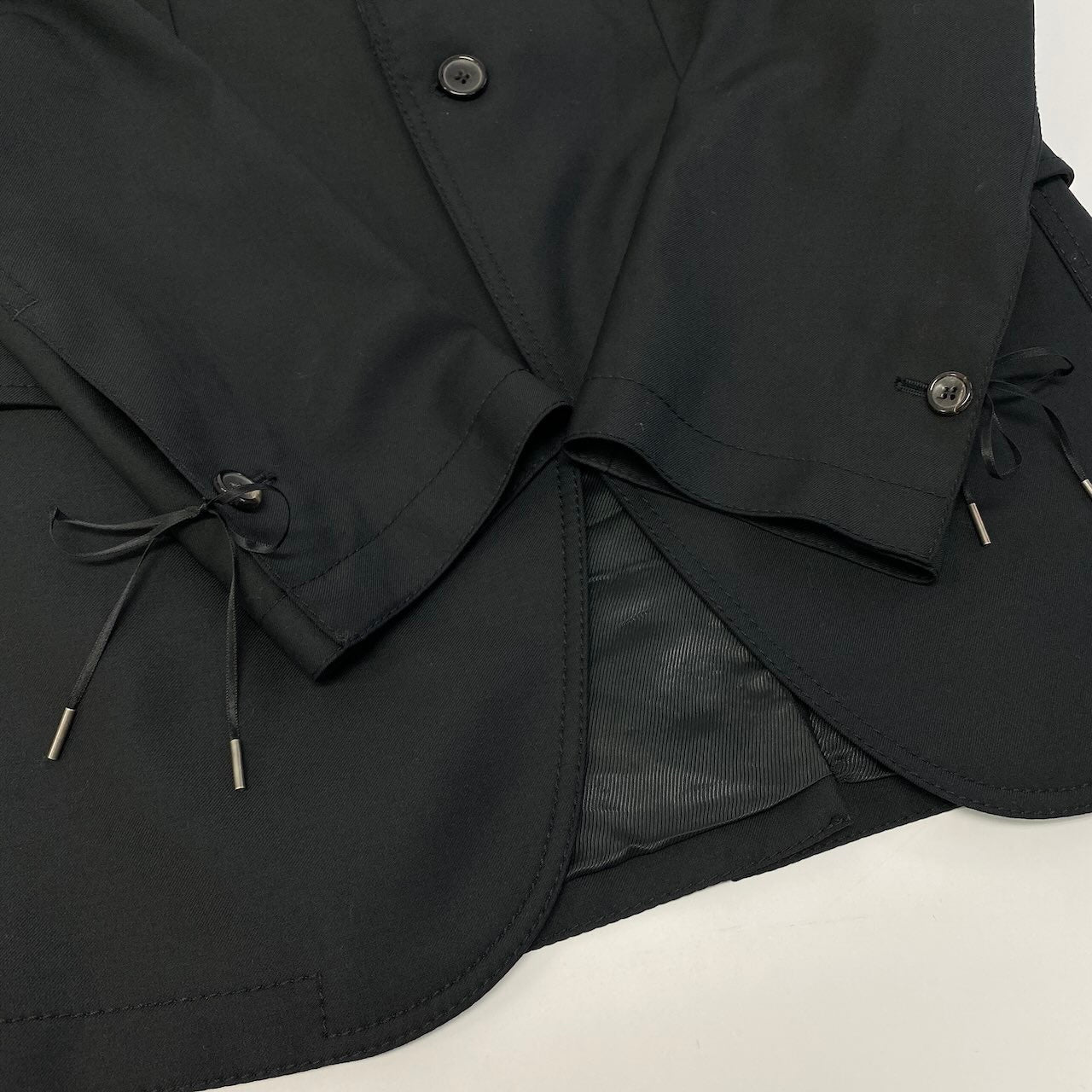 21c18 John Galliano ジョンガリアーノ ロングジャケット テーラードジャケット フォーマル ギャザー レディース 女性用 44 ブラック ウール100％o07t