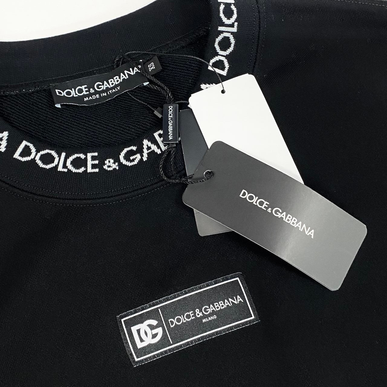 e11 《未使用品》定価16万 DOLCE&GABBANA ドルチェアンドガッバーナ ロゴクルーネック アイコンスウェット Logo Crew Neck Icon Sweat サイズXS ブラック D&G ドルガバ タグ付t18r