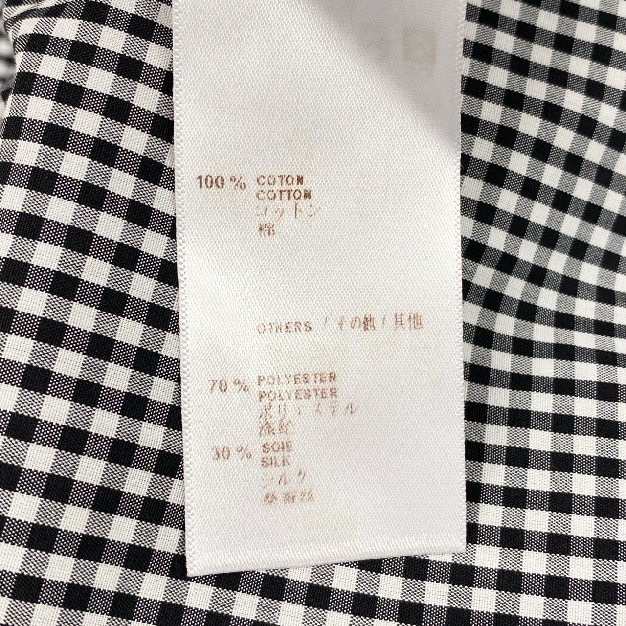 27a23 LOUIS VUITTON ルイヴィトン ゴールドボタン ギンガムチェック ボウタイブラウス 半袖ブラウス 実寸L相当 レディース トップスk02i