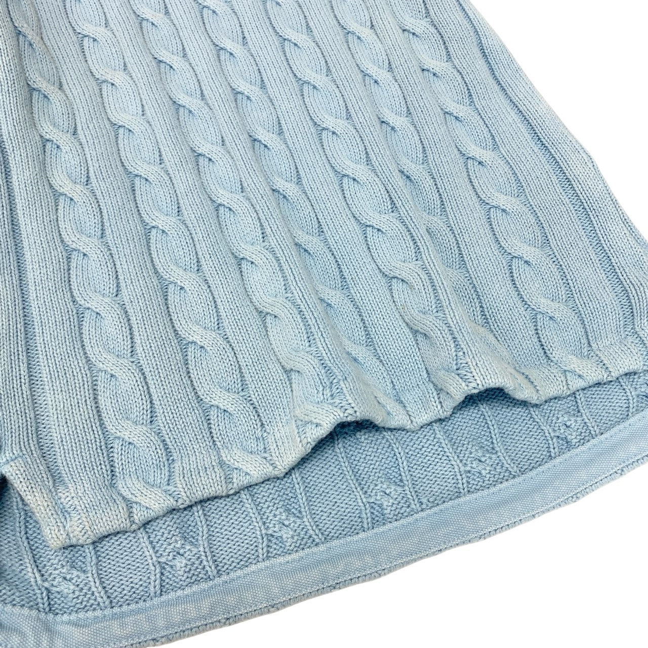 5c5 Polo by Ralph Lauren ポロバイラルフローレン ヴィンテージ加工 半袖ニット ポロシャツ トップス M ライトブルー コットン レディースu02t