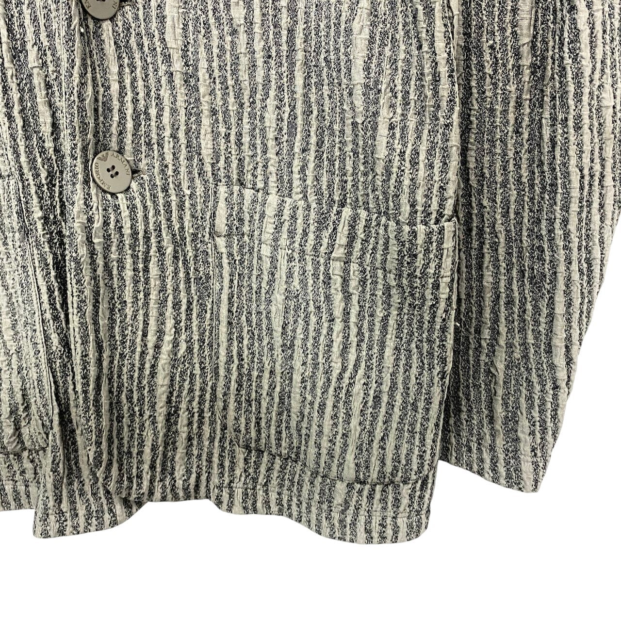 73c31 EMPORIO ARMANI エンポリオアルマーニ セットアンサンブル テーラードジャケット 半袖カットソー ストレッチ エンボス加工 Sサイズ グレー系 メンズ 男性用u02t