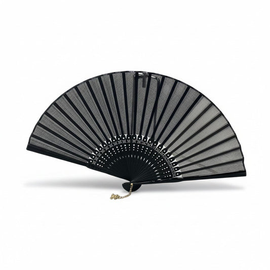 f18 CELINE セリーヌ 扇子 トリオンフチャーム付き Triomphe Charm Japanese Folding Fan ブラック 保存袋 箱付t18r