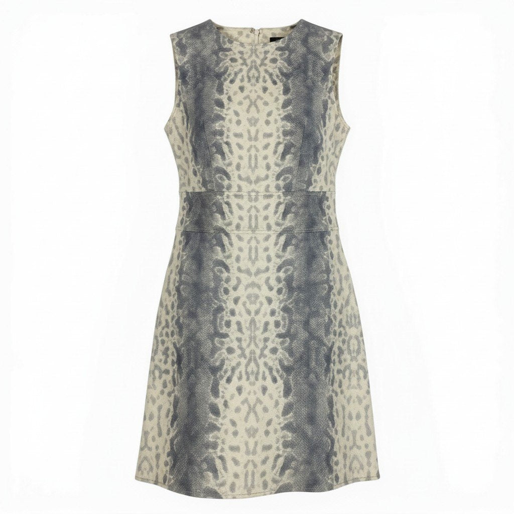 Ec31 GUCCI グッチ パイソンプリント シープスキン ワンピース Python Print Sheep Skin Dress サイズ36 グレーt18r