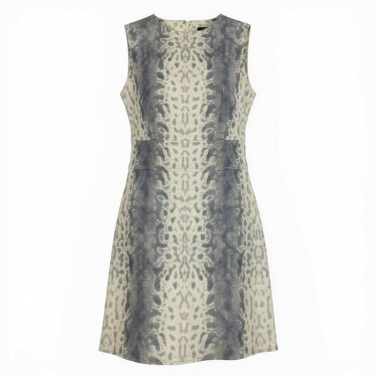 Ec31 GUCCI グッチ パイソンプリント シープスキン ワンピース Python Print Sheep Skin Dress サイズ36 グレーt18r