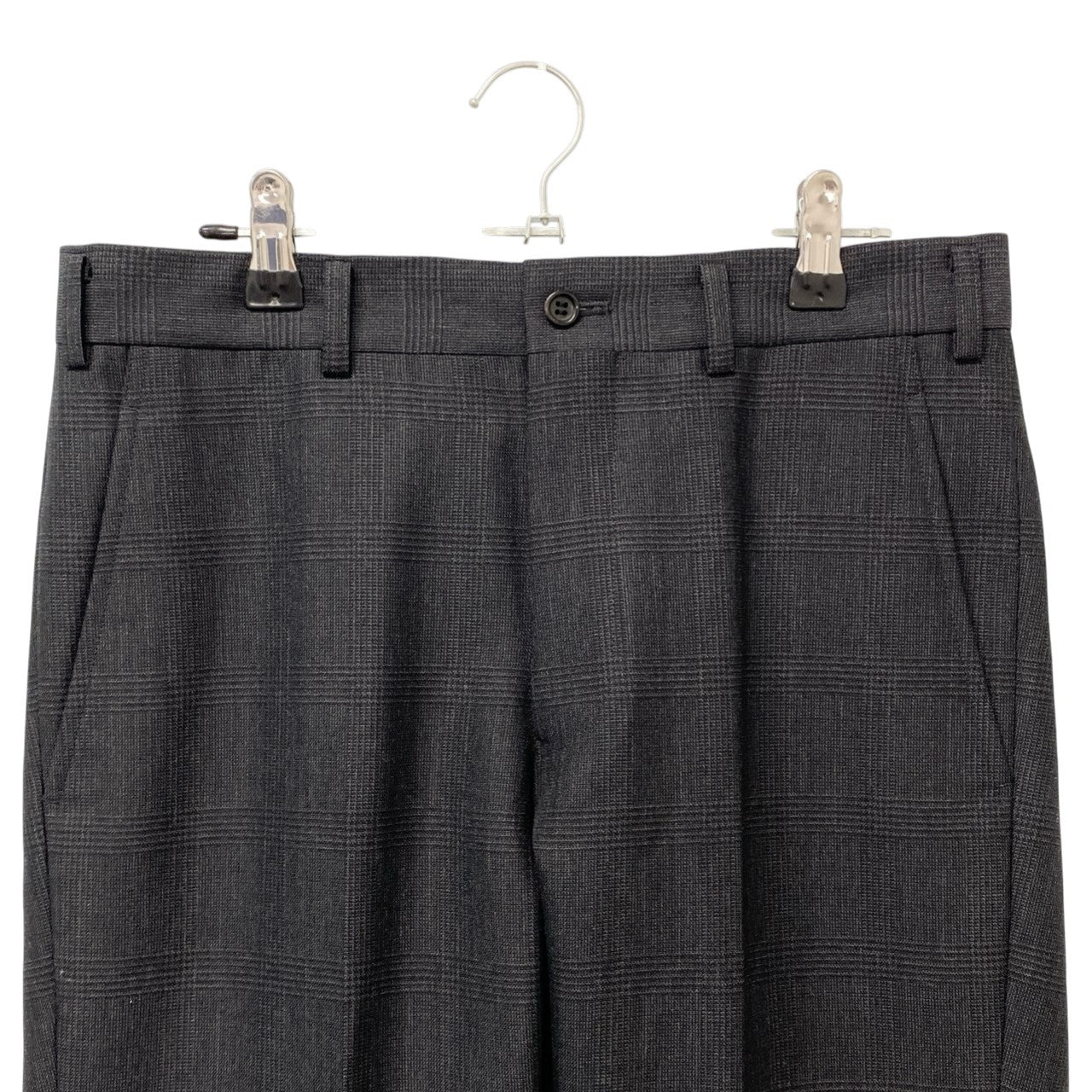 58b17 【美品】COMME des GARCONS HOMME DEUX コムデギャルソン オムドゥ スラックスパンツ ボトムパンツ グレンチェック柄 DE-P030 XSサイズ ダークネイビー ウール100％ メンズo07t