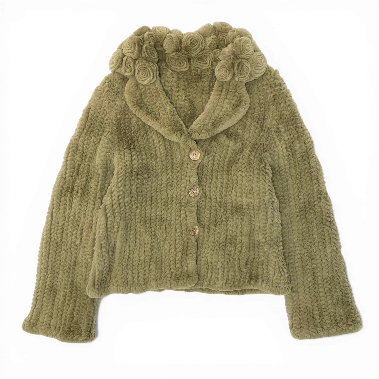 43d2 ビーバーヤーン 毛皮コート 毛皮ジャケット アウター Mサイズ グリーン 毛皮 レディース 女性用k02i