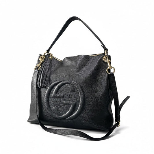 GUCCI グッチ ソーホー GG インターロッキング 2way ショルダーバッグ 536194 ブラック ゴールド レザーta1