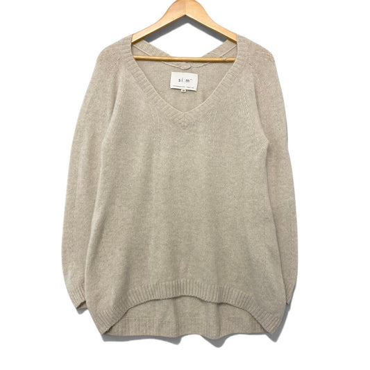 61i14 si:m スィーム カシミヤニット Vネックニットカーディガン トップス 38サイズ アイボリー カシミヤ100％ レディース 女性用u02t