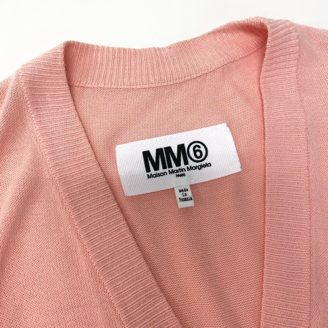 Ef6 MM6 エムエムシックス Maison Martin Margiela レイヤード風 ロングスリーブ ニットカーディガン サイズS サーモンピンク レーヨン100％ レディース 女性用u02t