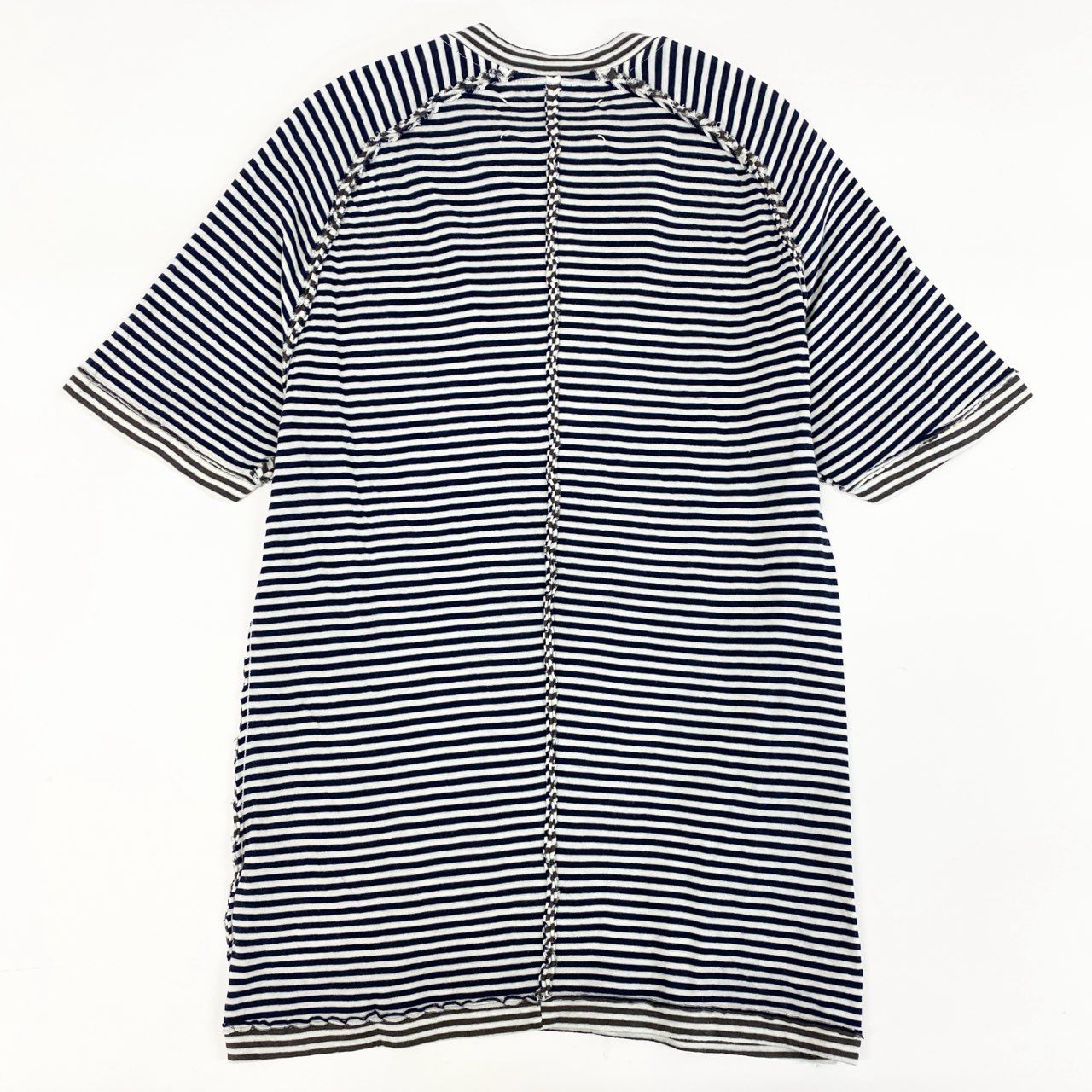 78i10 《未使用品》 タグ付 Maison Margiela メゾンマルジェラ イタリア製 ボーダー柄半袖カットソー Tシャツ クルーネック S30GC0447 46 ホワイト ブルー ブラウン コットン メンズk02i
