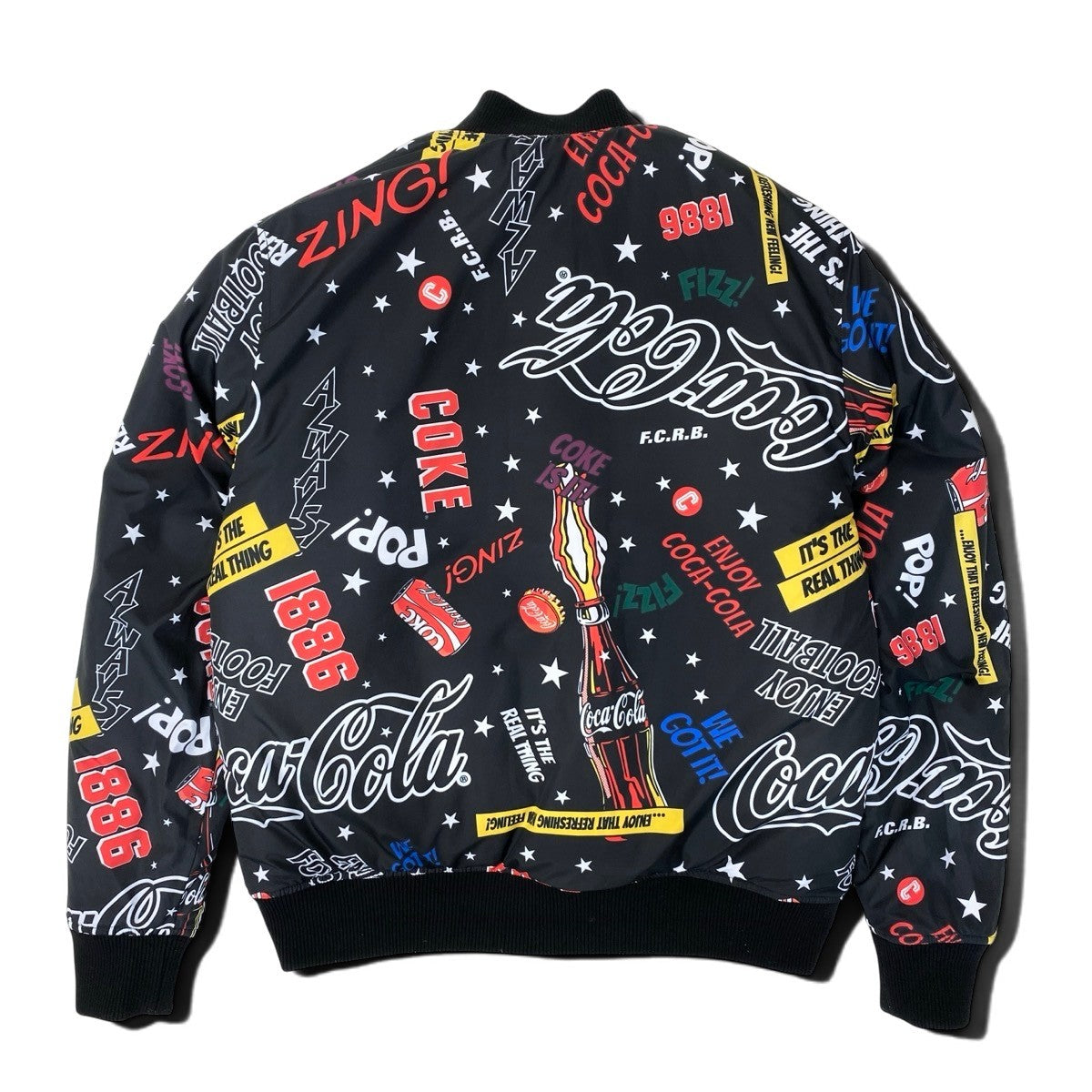 68h18 FCRB × Coca Cola エフシーレアルブリストル コカ・コーラ コラボ リバーシブルブルゾン ナイロンジャケット サイズM ブラック メンズu02t