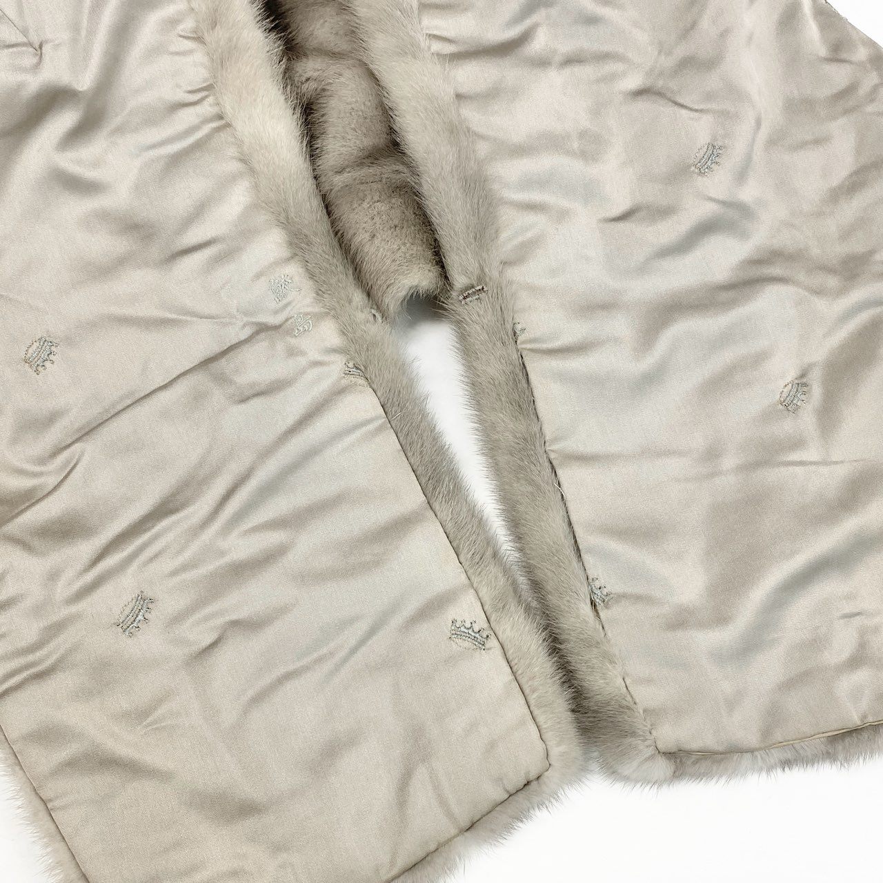 50j23 Fur Couture BEBERY HILLS 最高級毛皮 サファイアミンク ミンクファー 毛皮マフラー 大判ティペット シルバーグレー ミンクファー レディースu02t