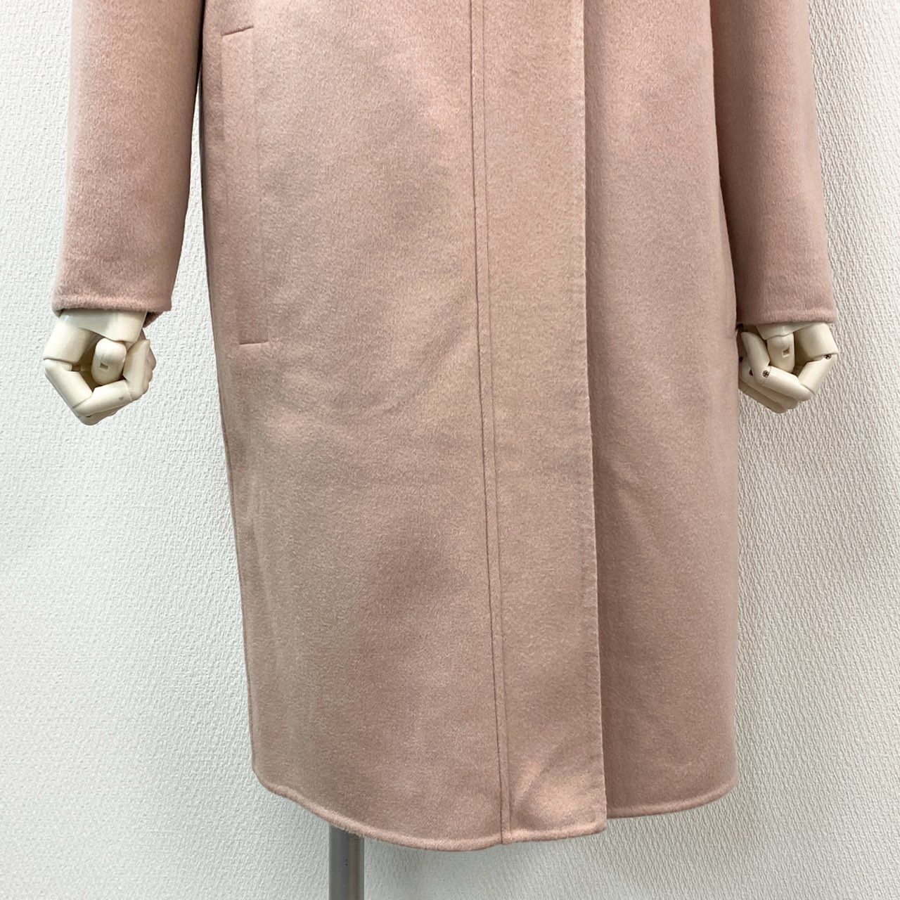 72a14 《美品》 AGNONA アニオナ カシミヤ100％ ジップコート 38 ピンク イタリア製 ハイネック アウター 冬