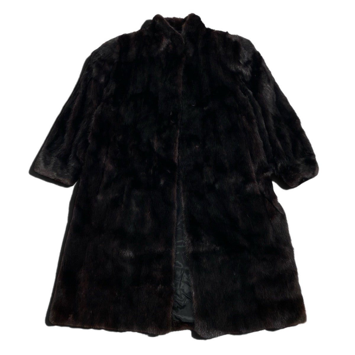 36j7 ダークミンク ロングコート サイズ13 ブラック 本毛皮 Dark Mink Fur Long Coat リアルファーt18r