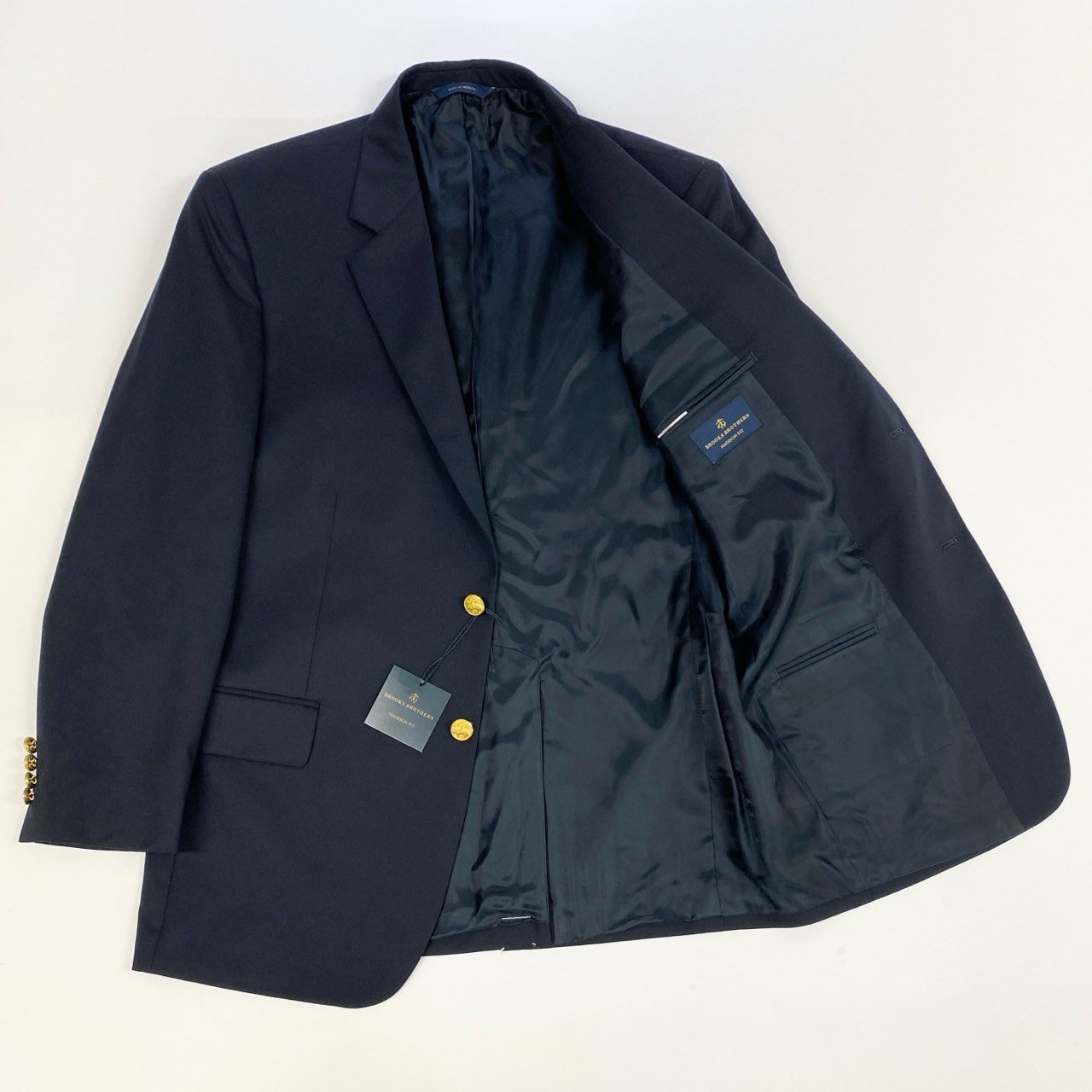 16k10 《新品未使用》 Brooks Brothers ブルックスブラザーズ 金ボタン ブレザー テーラードジャケット 40 ダークネイビー 紺ブレ MADISON FIT スーツ フォーマル タグ付t18r