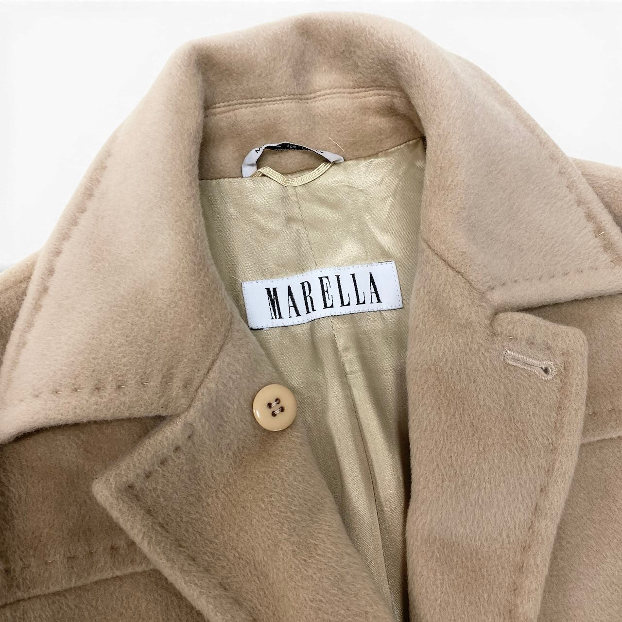 90g27 MARELLA マレーラ ダッフル風 ロングコート カシミヤブレンド サイズ42 ベージュ レディース 女性用u02t