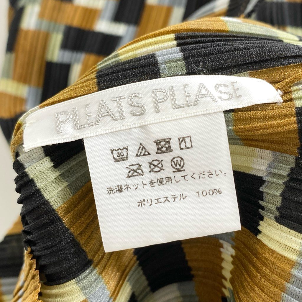 42d10 《美品》 PLEATS PLEASE ISSEY MIYAKE プリーツプリーズ イッセイミヤケ 日本製 PP71-FK361 総柄 長袖プリーツカットソー ロングスリーブ トップス 3 マルチカラー MADE IN JAPAN