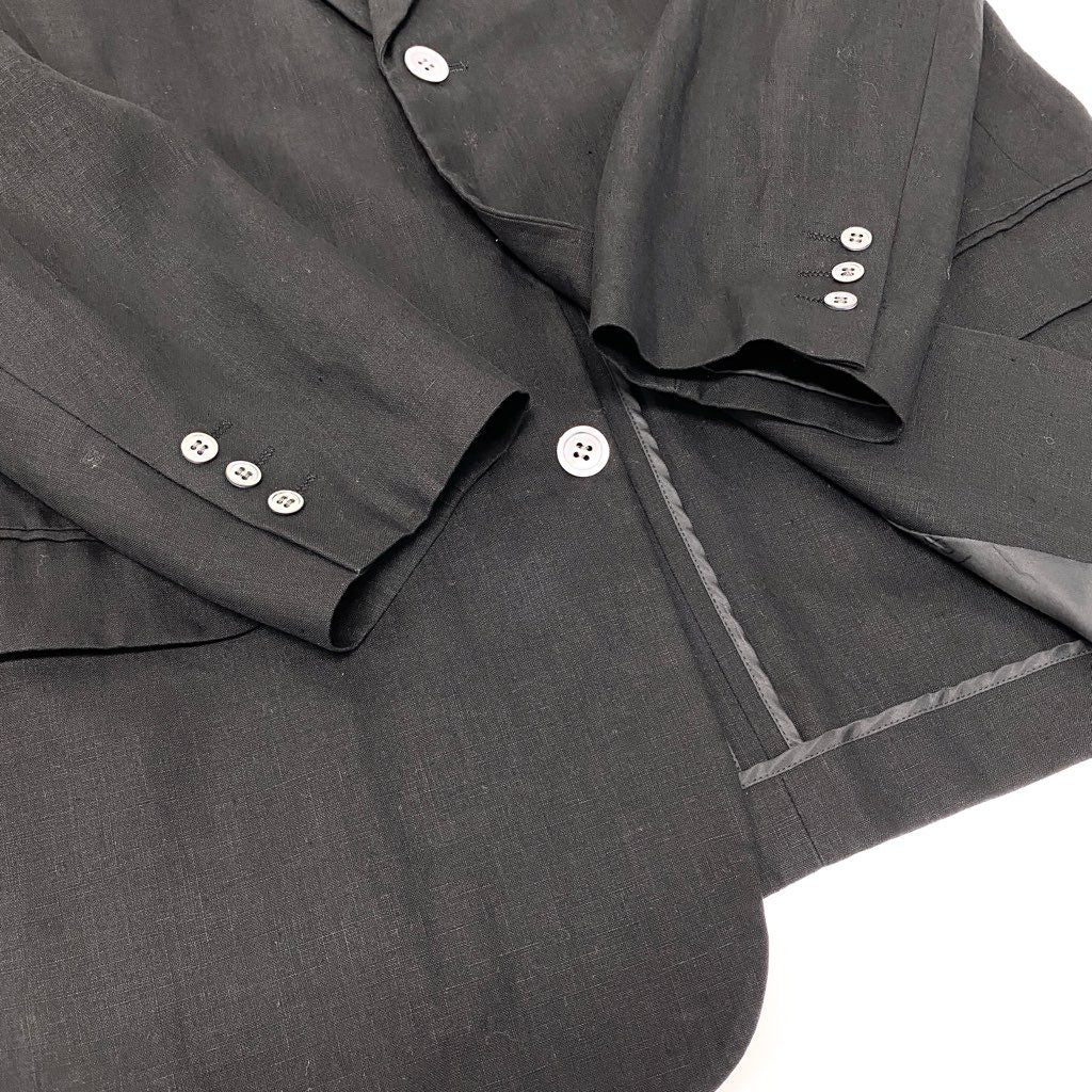 81L15 Papas パパス テーラードジャケット サマージャケット M ブラック リネン100 メンズu02t