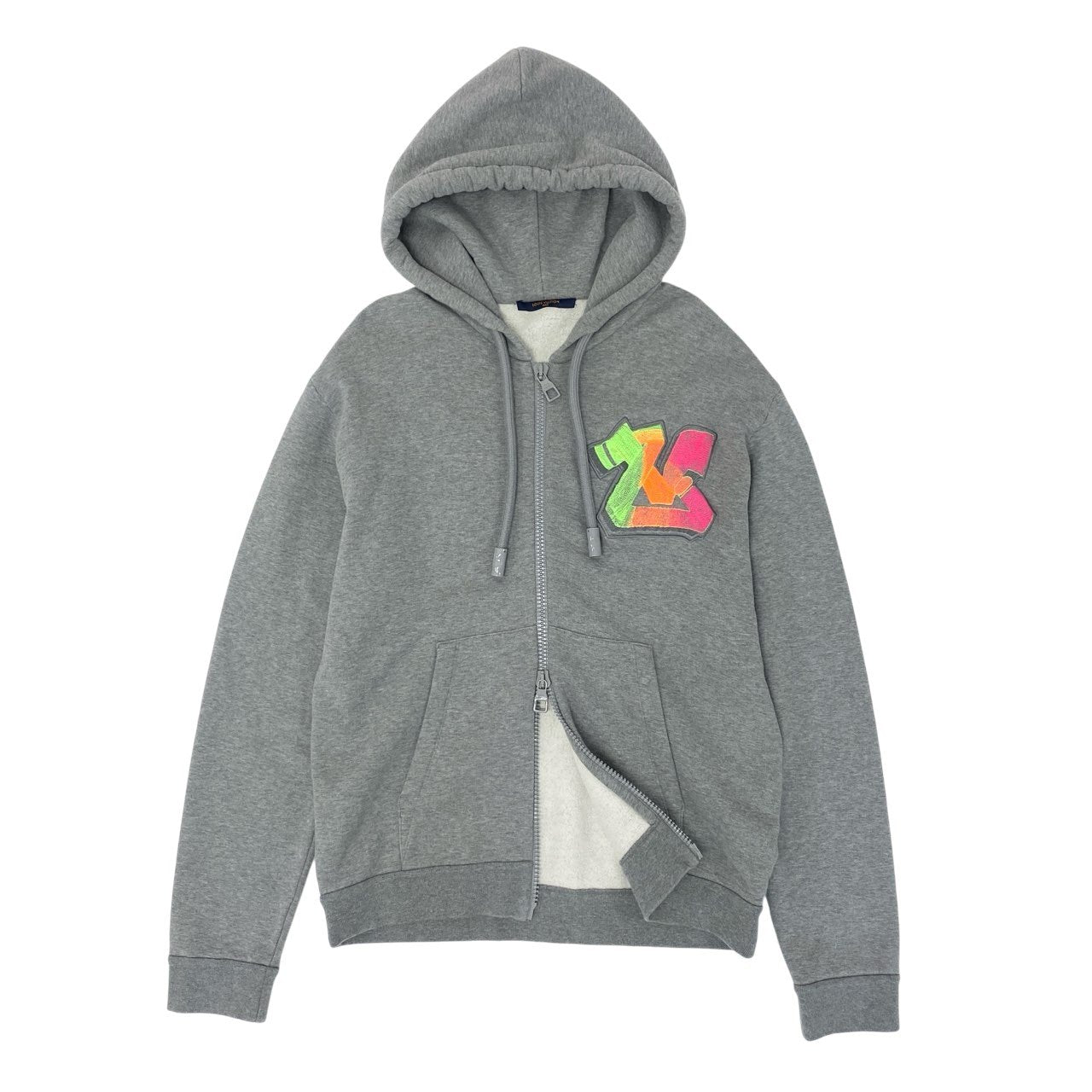 15Ⅼ1 【美品】LOUIS VUITON ルイヴィトン 3DLVグラフィティエンブロイダード ジップフーディー 22年 トップス RM222M UYR HNY24W XLサイズ グレー メンズo07t
