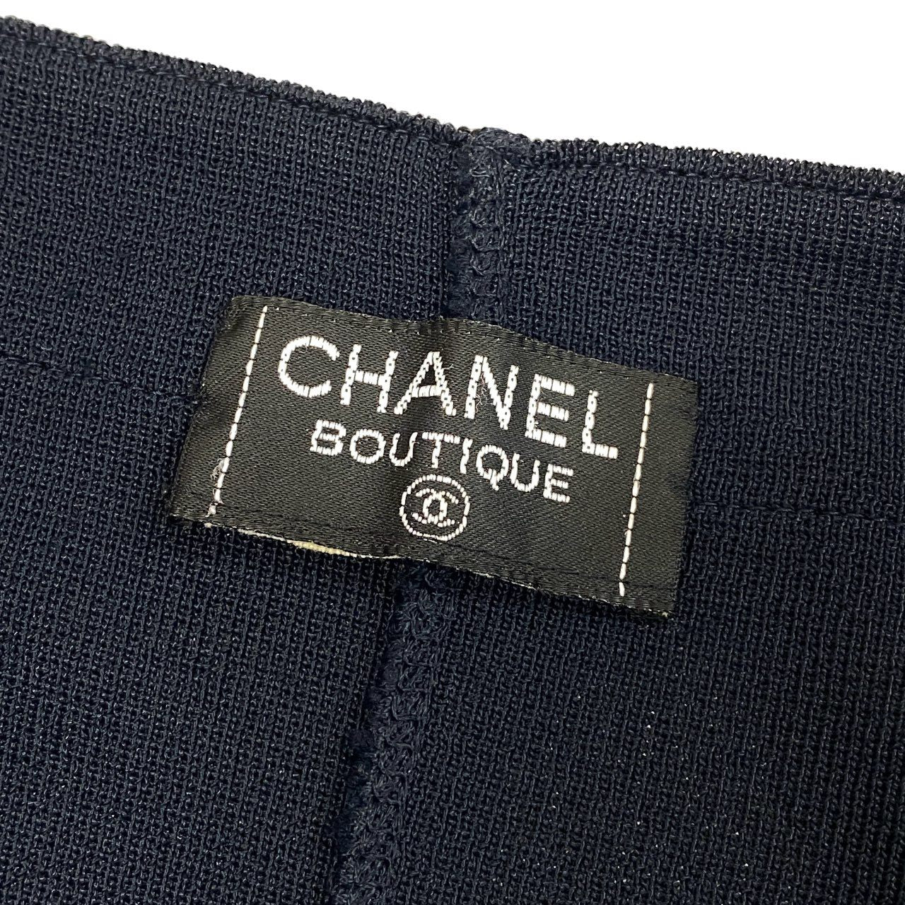 d12 90's CHANEL ヴィンテージ シャネル ココマーク ゴールドボタン サマーニット ワンピース ノースリーブワンピース ネイビー L相当ta1