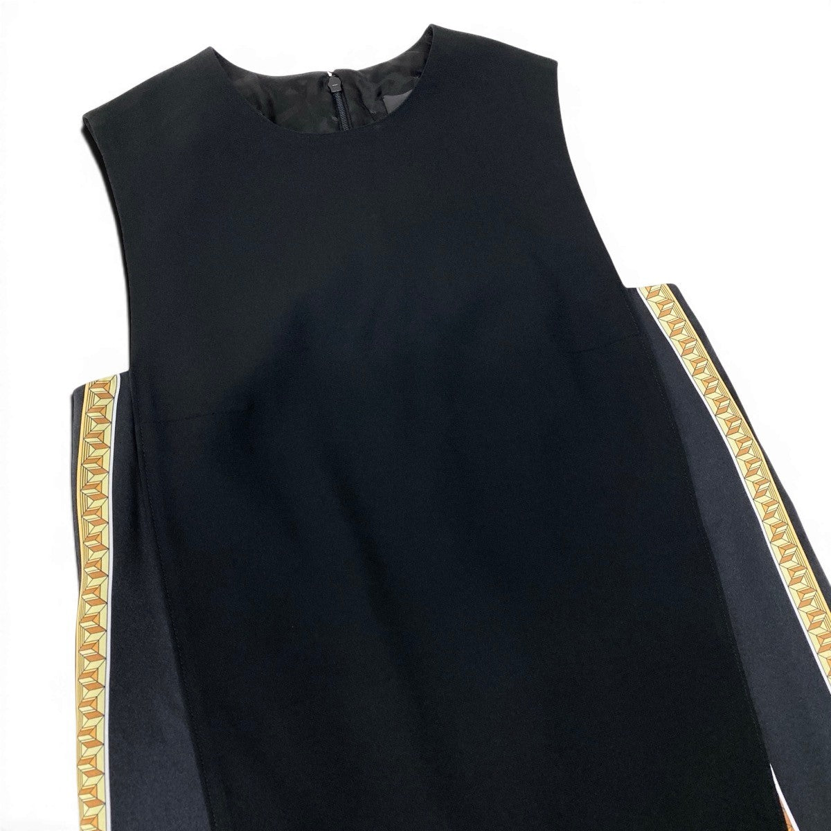 If25 VERSACE ヴェルサーチ ノースリーブワンピース ドレス バロック調 ミディ丈 レーヨン アセテート レディース 女性用 1006325 38 ブラックu02t