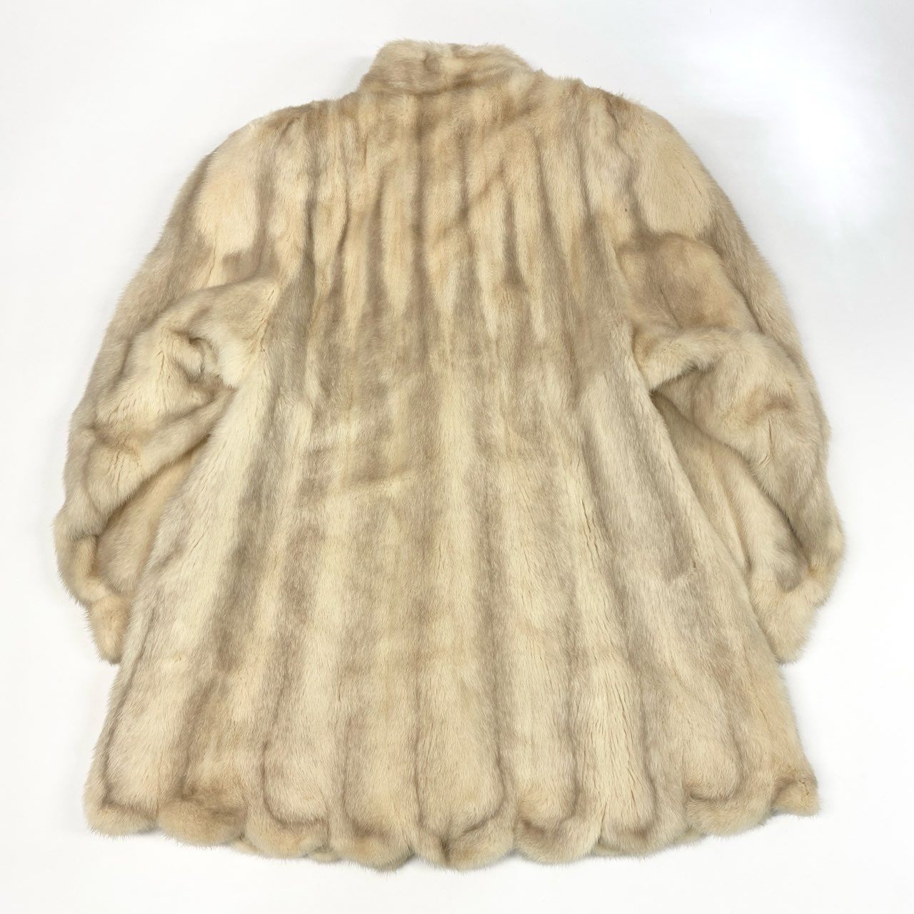 48k2《美品》定価320万 パステル クロスミンク リアルファー セミロングコート F 最高級本毛皮 希少デザイン MINK FUR COATt18r