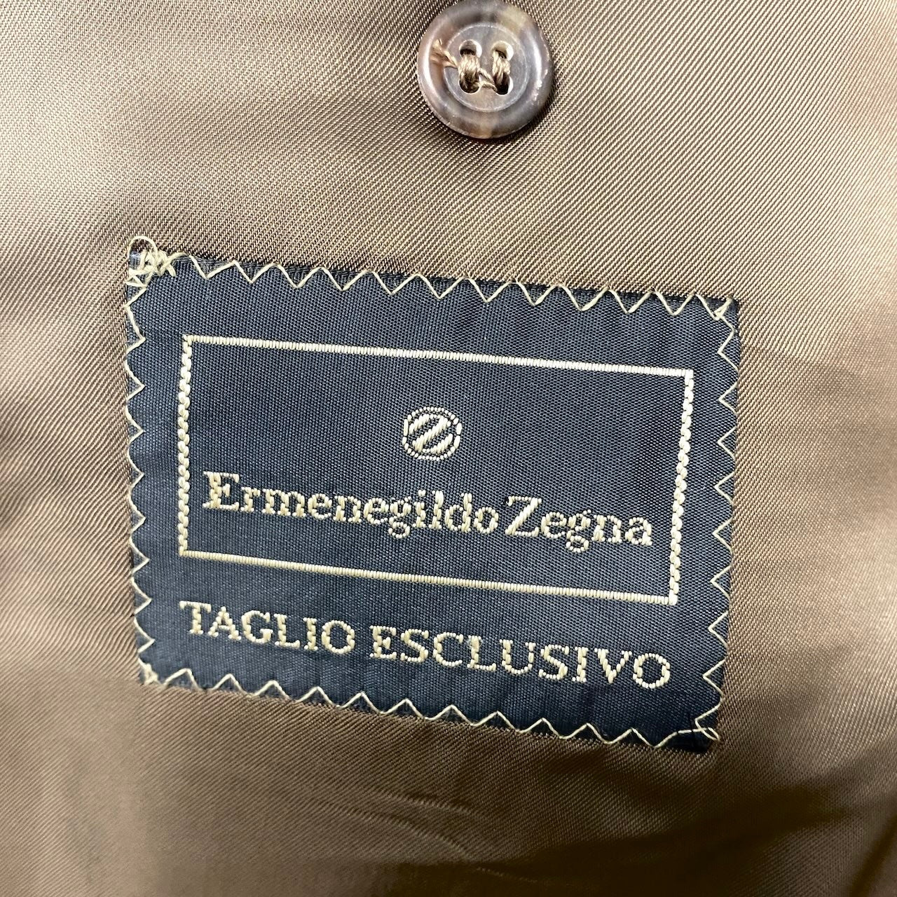 54h21 Ermenegildo Zegna エルメネジルドゼニア TAGLIO ESCLUSIVO テーラードジャケット グレンチェック カシミヤ混 サイズ54 ブラウン ネイビー メンズ 紳士服o07t