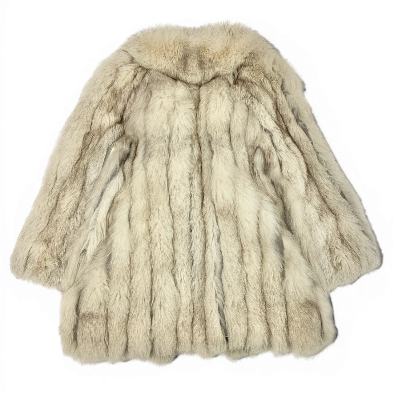 43a21 ブルーフォックス ファーコート サイズ11 ホワイト 本毛皮 Fox Fur Coat ポケット有t18r