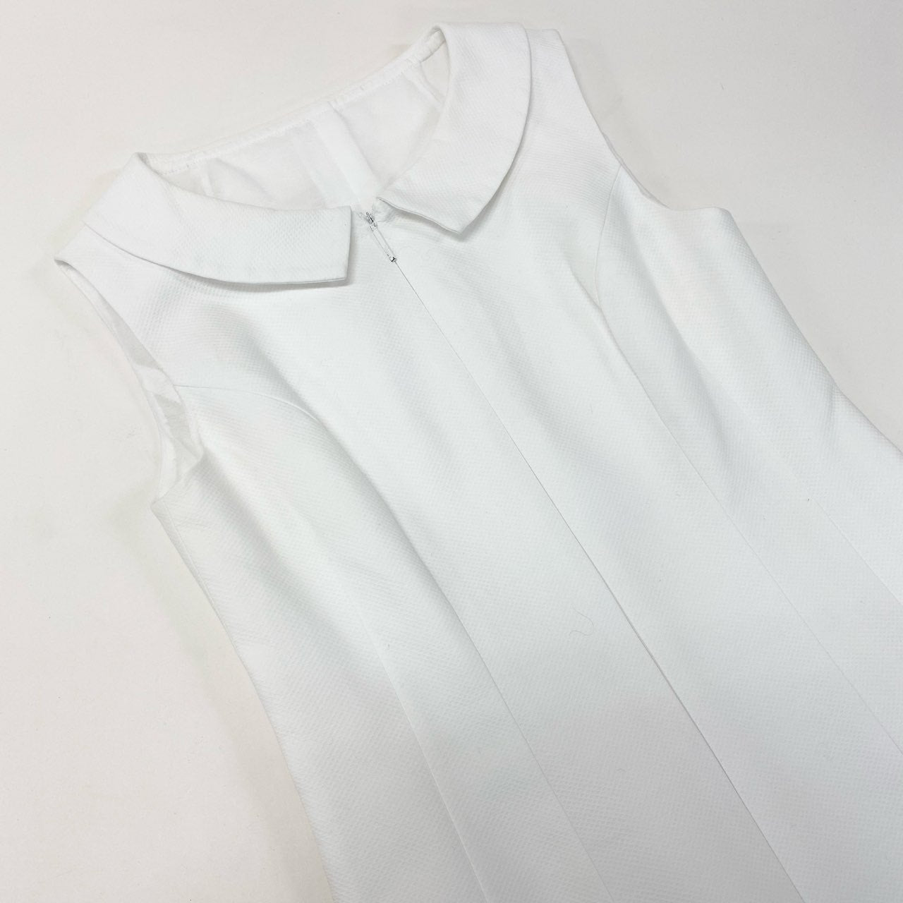 58k22 Rene ルネ 襟付き コットンピケ ノースリーブワンピース サイズ34 ホワイト レディース 女性用 トップスk02i