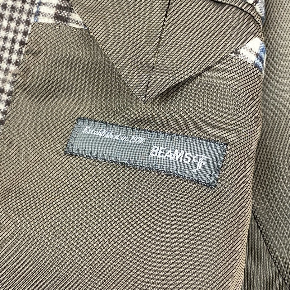 27L12 《美品》 BEAMS F ビームスエフ テーラードジャケット ウールジャケット ブレザー 95 アイボリー ブラウン ウール メンズ 男性用u02t
