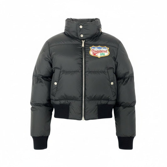 77L9 DSQUARED2 ディースクエアード ダウンジャケット フード付 2way ワッペン ショートダウン アウター メンズ 紳士服 42 ブラックu02t