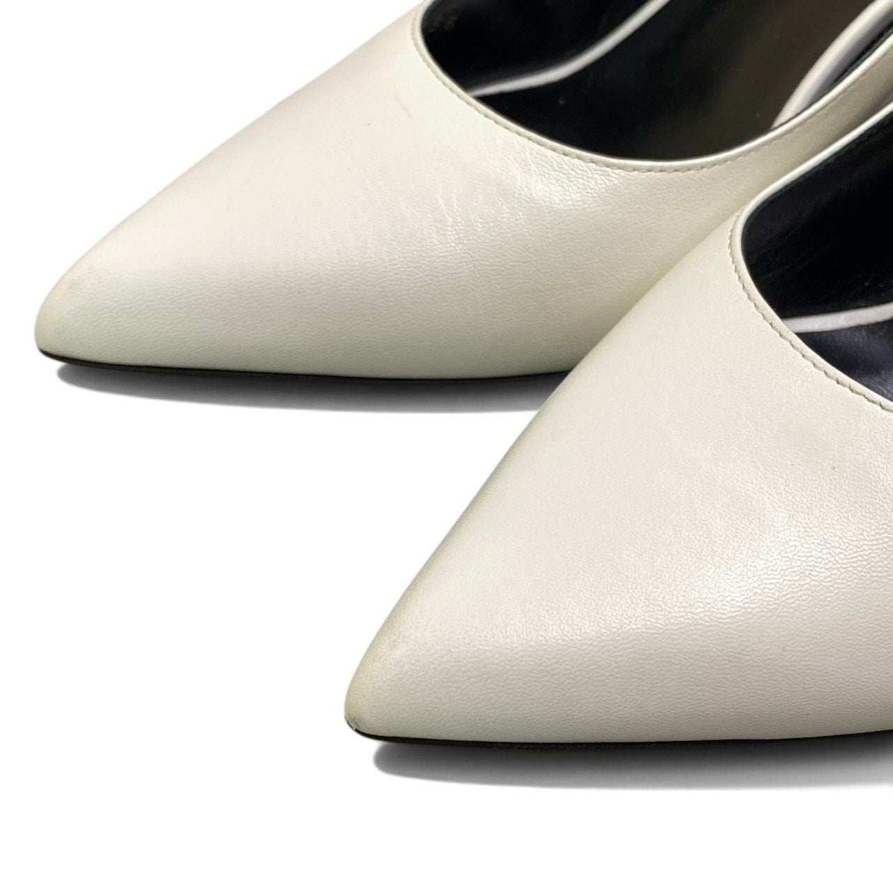 i1 【極美品】 CELINE セリーヌ エディスリマン トライアングルヒールパンプス サイズ37 ブラック × ホワイト レザー レディースk02i