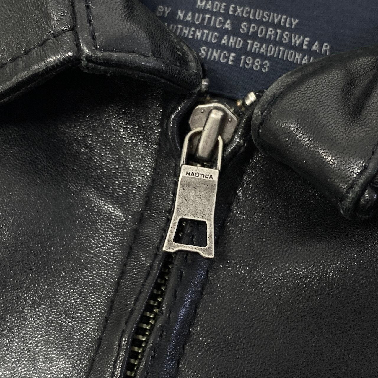 26e11 《美品》 NAUTICA ノーティカ レザージャケット サイズM / L相当 ブラック 本革 Leather Jackett18r