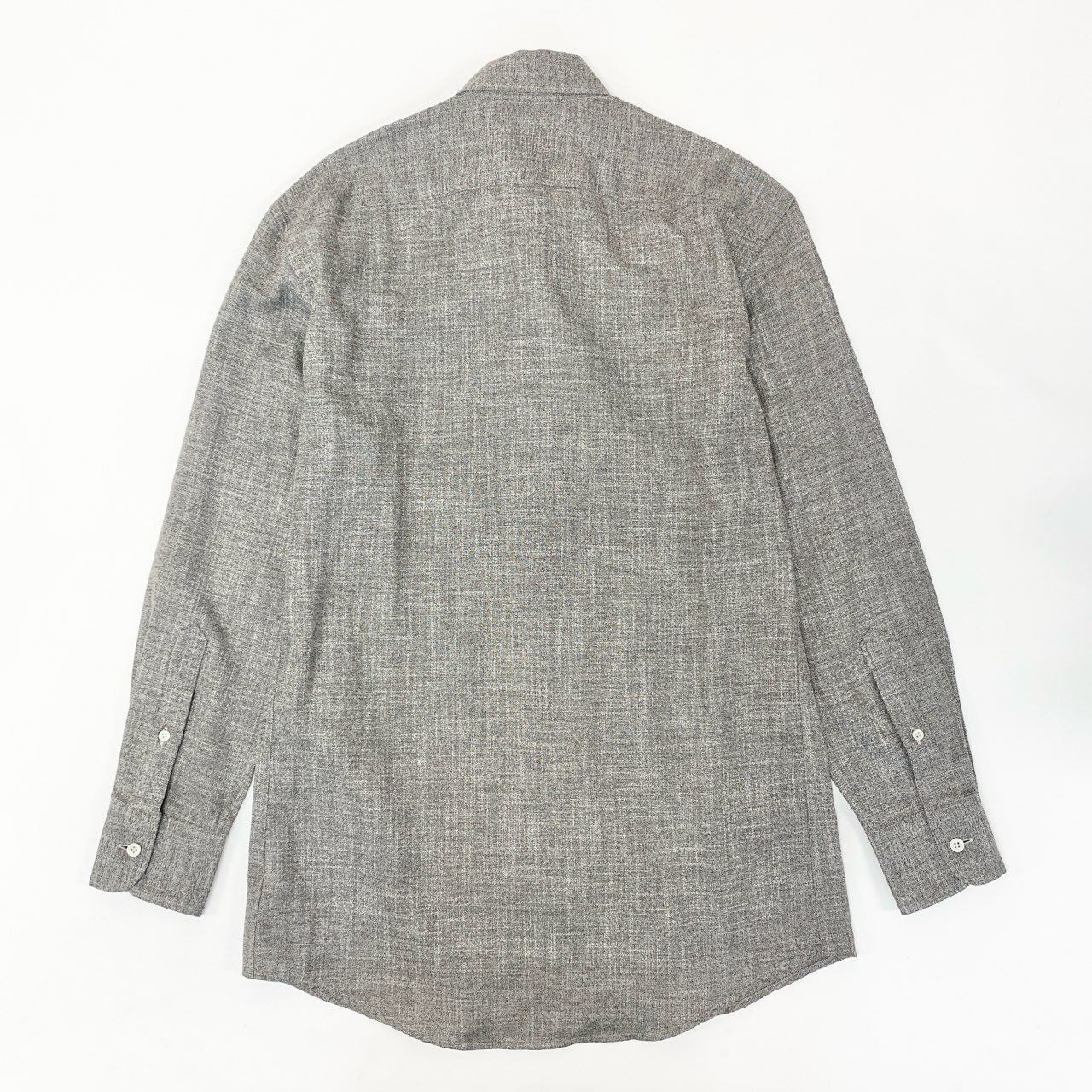 34i18 《極美品》 Ermenegildo Zegna エルメネジルドゼニア 長袖シャツ ドレスシャツ トップス CAMICIA GOMLEX サイズS グレー コットン メンズu02t