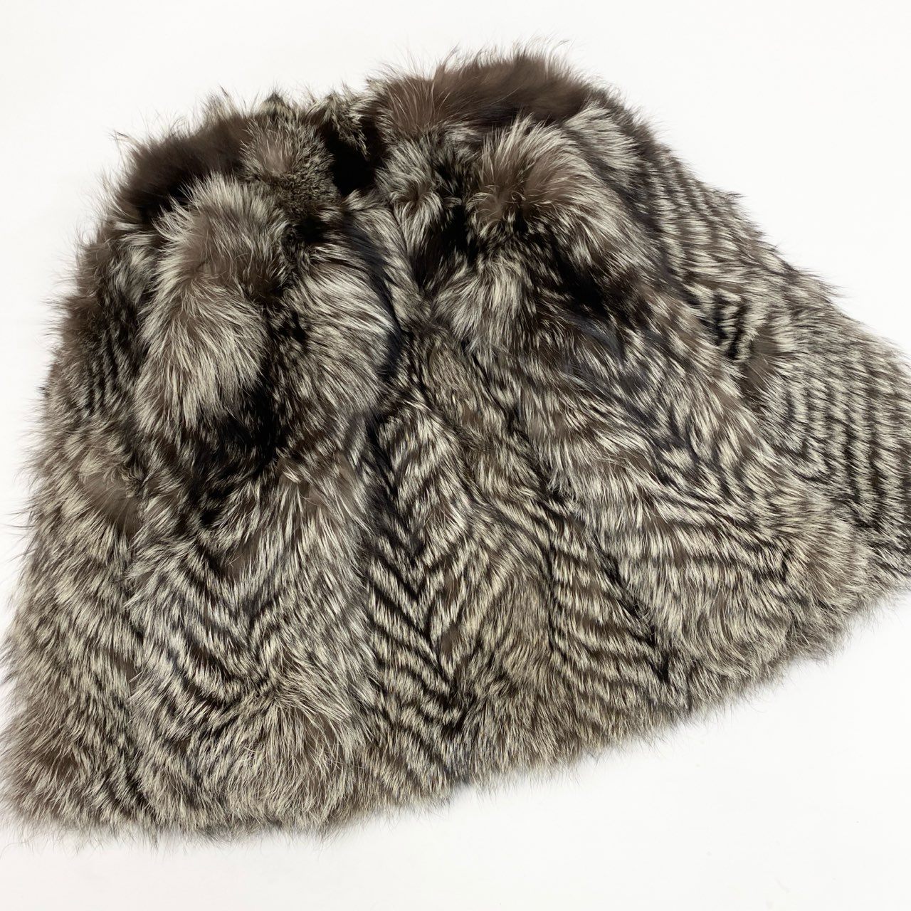 8b22 シルバーフォックス ファーコート サイズF 茶系 本毛皮 Silver Fox Fur Coat リアルファー フロントフックt18r