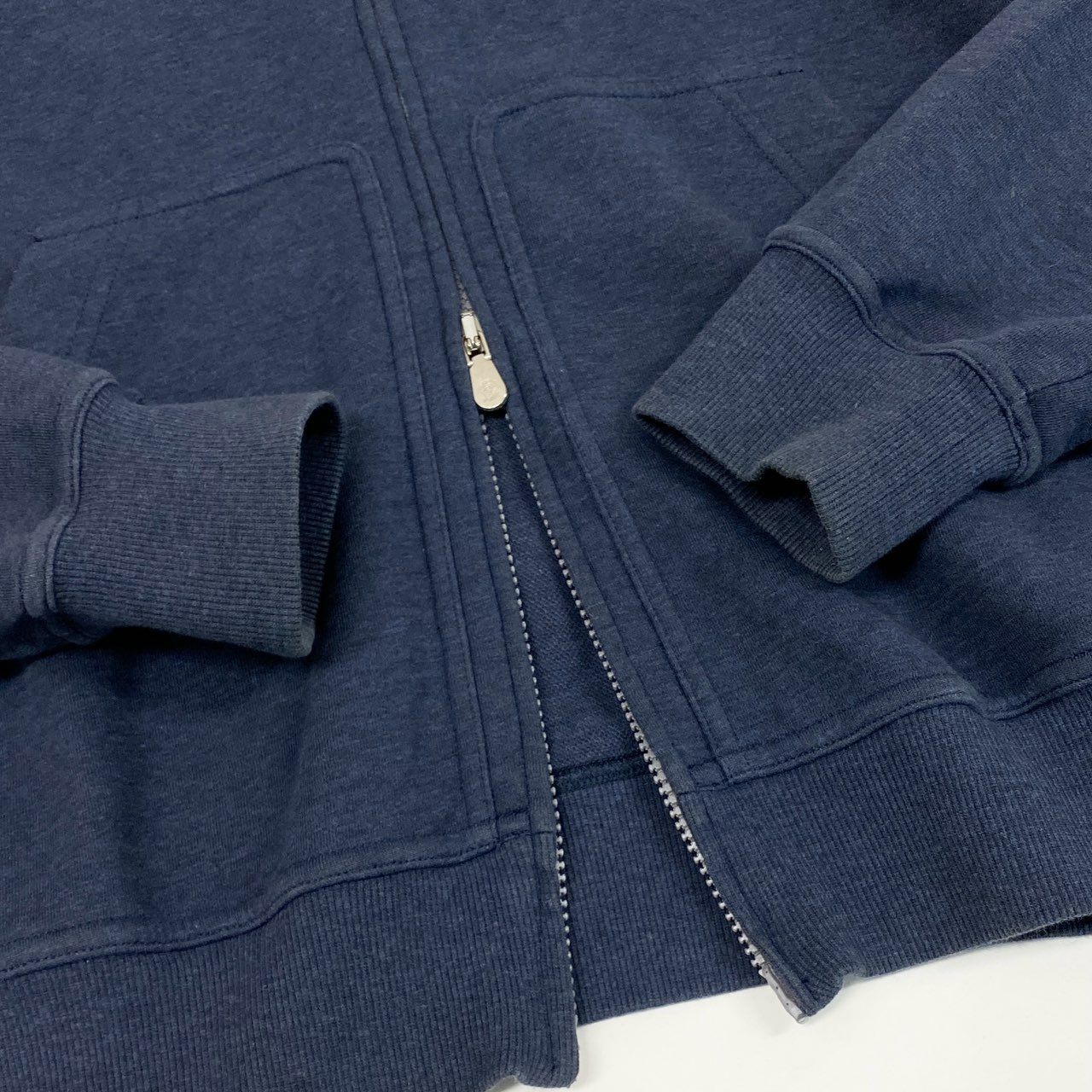 68b11【美品】BRUNELLO CUCINELLI ブルネロクチネリ ダブルジップフーディー パーカー イタリア製 XSサイズ ネイビー メンズ 男性用k02i