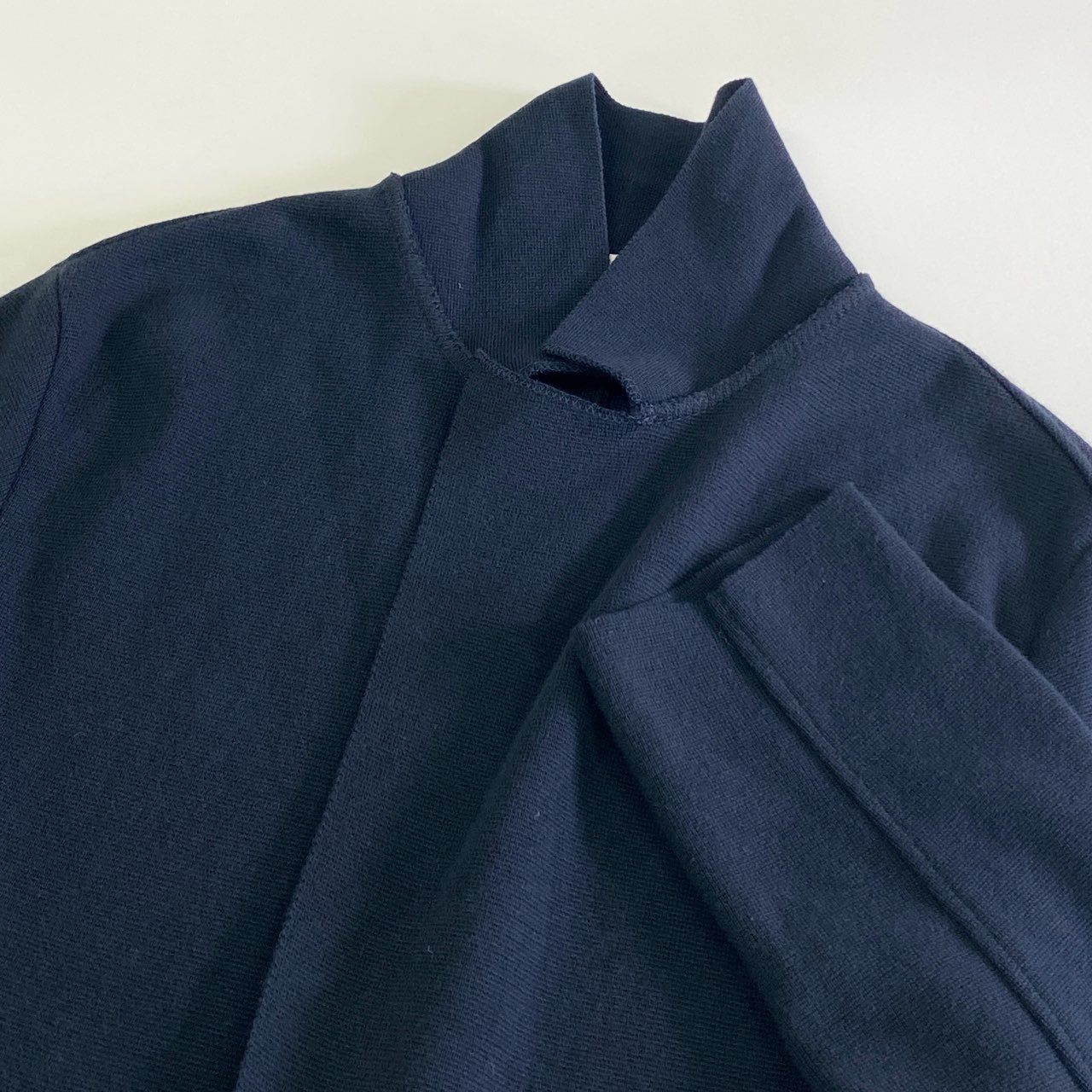 6j18 《未使用保管品》 タグ付 Settefili Cashmere セッテフィーリ カシミア ミラノリブ ニットテーラードジャケット ブレザー イタリア製 46/XS ネイビー コットン